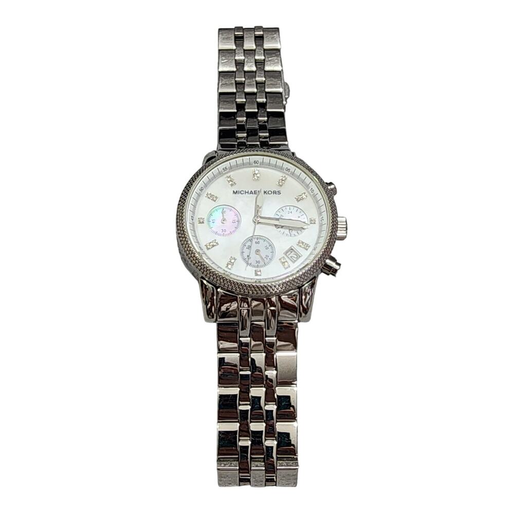 Michael Kors Women's Ritz Chronograph Watch Model #MK5020 3 Sub Dials Stainless